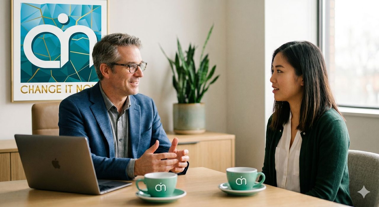 Coach im Beratungsgespräch mit einer Klientin bei Change it now!